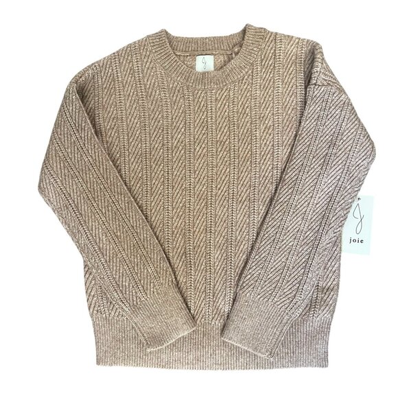 Joie Womens Beige Herringbone Pattern Crewneck Sweater Size Small - Picture 7 of 12